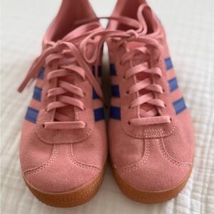 Adidas Suede Sneakers in Pink with Blue Accents